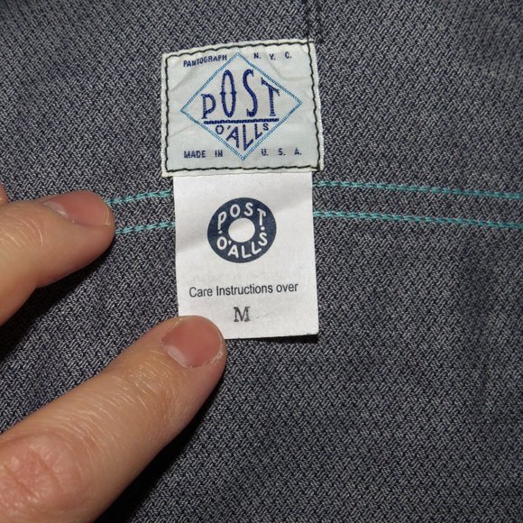 Post O'Alls Overalls Blue Pin Dot Collared Buttoned Down Shirt M - Picture 9 of 11